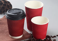 Customized Hot Paper Triple Wall Cups With Lids , 4 Color Process Printing