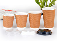 300ml 400ml 500ml Triple Wall Cups , Biodegradable Ripple Paper Coffee Cups