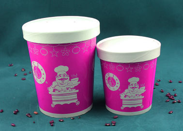 中国 紫色のペーパー スープ コップ、ロゴの印刷を用いる絶縁された使い捨て可能なスープ ボウル 工場